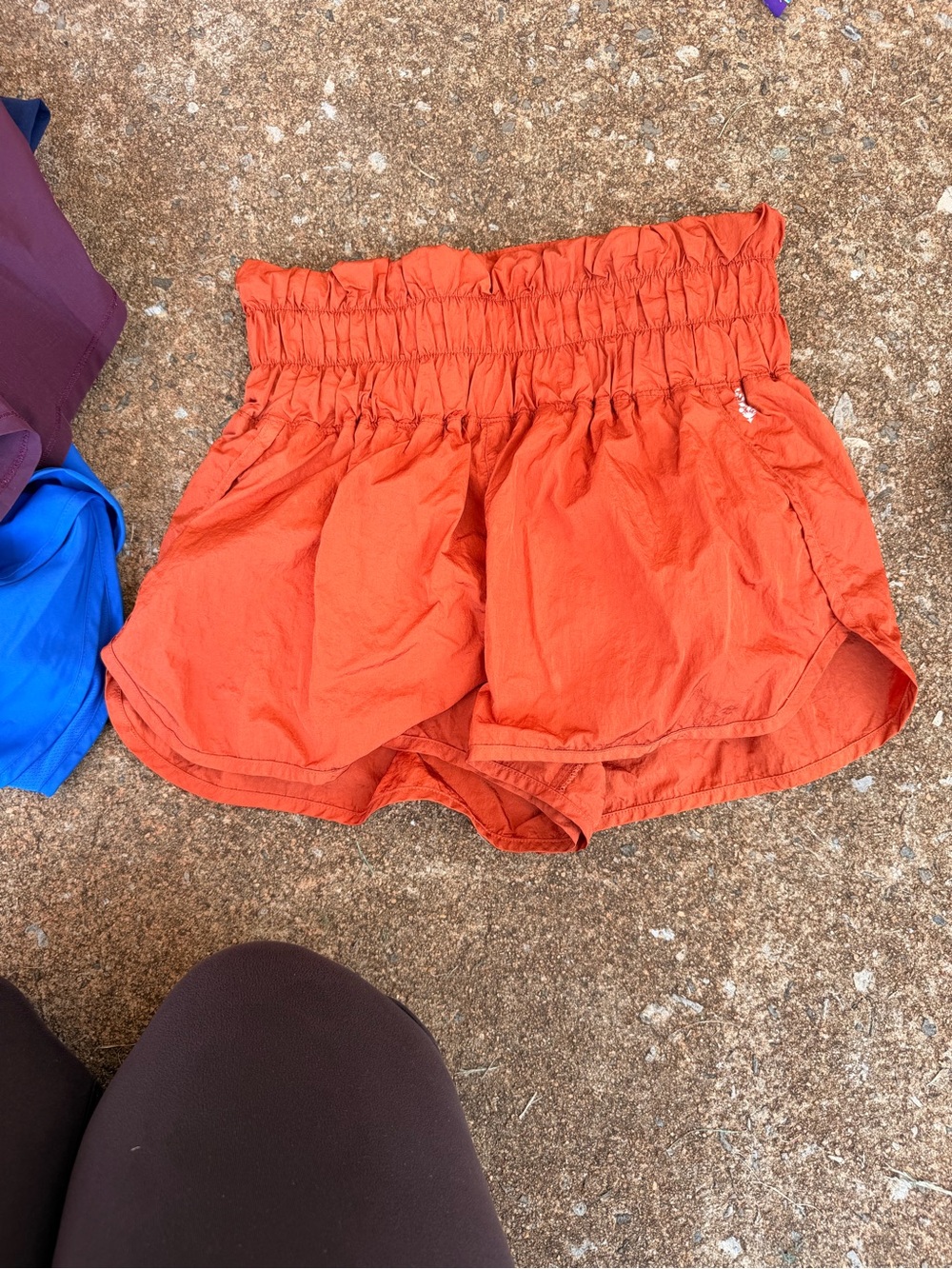 Free People High-Rise Smocked Waist Women’s Shorts — Orange